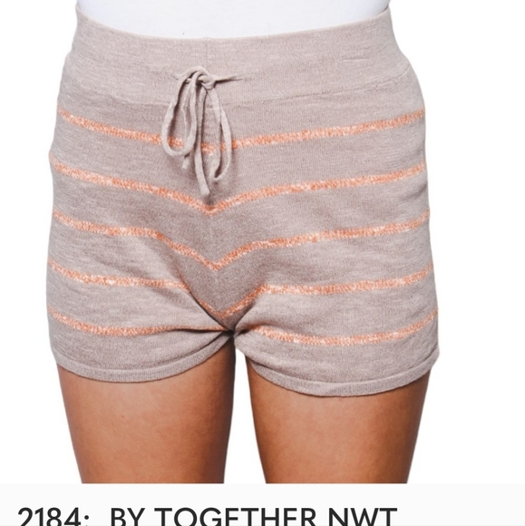 By Together Pants - BY TOGETHER NWT SHORTS sz Medium Tan Orange Stripe